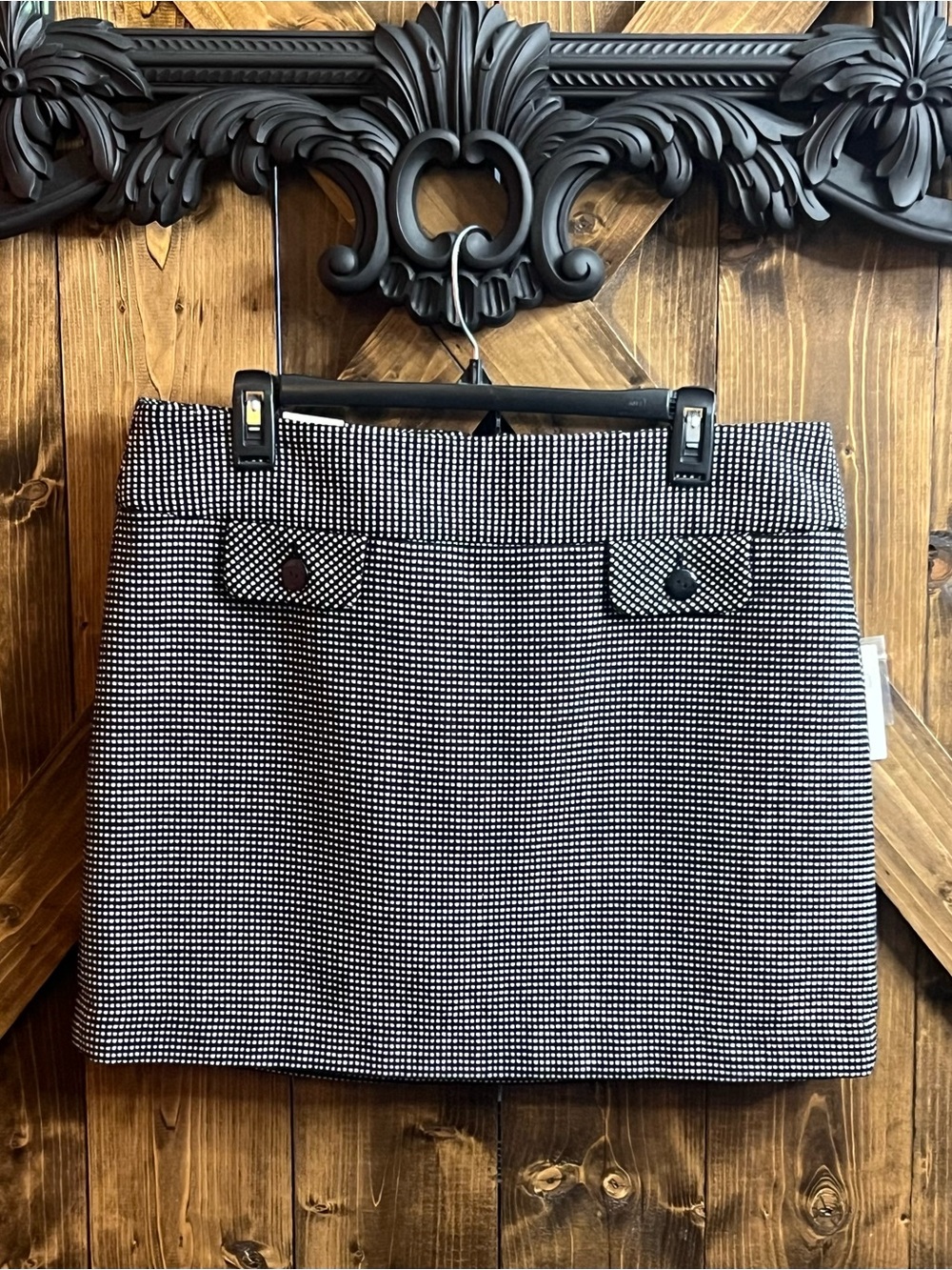 NWT GAP Wool Blend Lined Back Zip Black/White Miniskirt Women’s Size 12